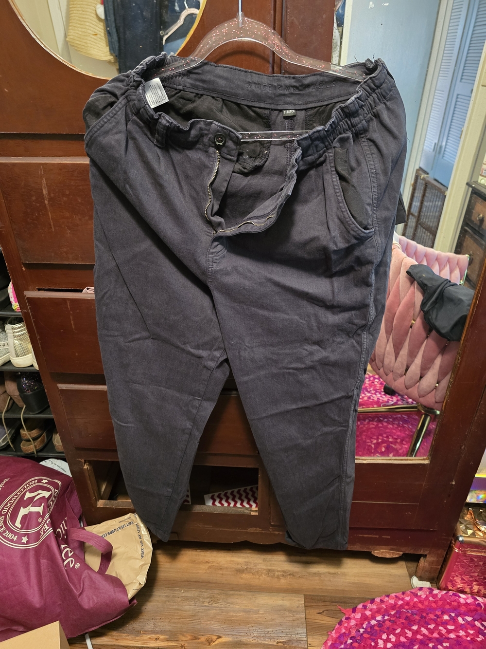 American Eagle Outfitters Straight-Leg Pants - Charcoal Black